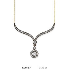 Harem Altın 14 Ayar Altın Beyaz Taşlı Otantik Kolye Kly667