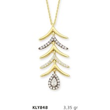 Harem Altın 14 Ayar Altın Beyaz Damla Taşlı Kolye Kly848