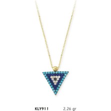 Harem Altın 14 Ayar Altın Üçgen Nazar Boncuğu Kolye Kly911