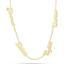 Harem Altın Gümüş Dört İsim Kolye - Gms497