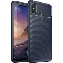 Case 4U Xiaomi Mi Max 3 Kılıf Rugged Armor Karbon Desenli Lüx Negro Silikon Arka Kapak Lacivert