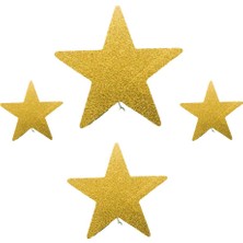 Cansüs 4 Parça Köpük Yıldız Yılbaşı Cam Tavan Süsü Gold