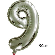 Cansüs 40inç 9 Rakamı Folyo Balon Gümüş 90 cm