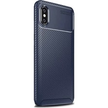 Gpack Xiaomi Mi Max 3 Kılıf Negro Karbon Dizayn + Nano Glass + Kalem Lacivert