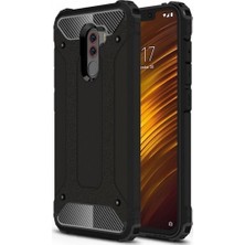 Arabulalaca Xiaomi Pocophone F1 Kılıf Zırhlı Sert Rubber Kılıf + 9H Esnek Nano Cam