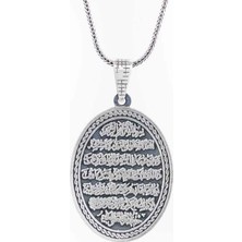 Takıhan  Ayetel Kursi Oval Erkek Gümüş Kolye