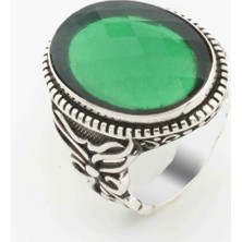 Takıhan  925 ayar Gümüş Yeşil Zirkon Taşlı Erkek Yüzük