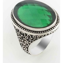 Takıhan  925 Ayar Gümüş Yeşil Zirkon Taşlı Erkek Yüzük