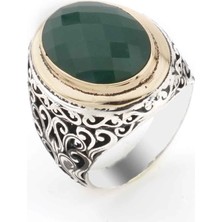 Takıhan  925 Ayar Gümüş Yeşil Zirkon Taşlı Erkek Yüzük