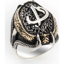 Takıhan  925 Ayar Gümüş Pençeli Elif Vav Yüzük