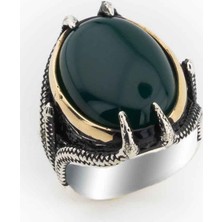 Takıhan  925 ayar Gümüş Siyah Bombe Taşlı Pençeli Erkek Yüzük