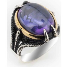 Takıhan  Mor Zirkon Bombe Taşlı Pençeli Gümüş Yüzük