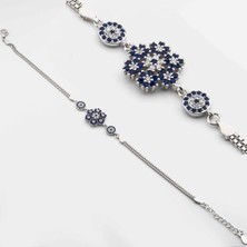 Takıhan  925 Ayar Gümüş Nazar Boncuklu Kar Tanesi Bayan Bileklik