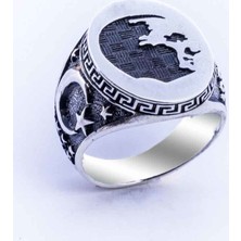 Takıhan  925 Ayar Gümüş Atatürk Simgeli Erkek Yüzük (Model-3)