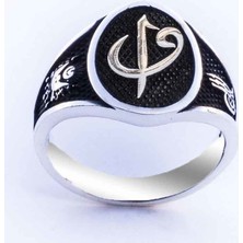 Takıhan  925 Ayar Gümüş Oval Elif Vav Erkek Yüzük