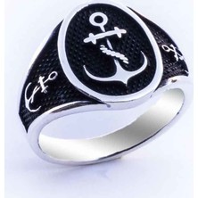 Takıhan  925 Ayar Gümüş Oval Çapa Desenli Yüzük