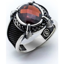 Takıhan  Kartal Pençesi Kırmızı Zirkon Taşlı Gümüş Yüzük