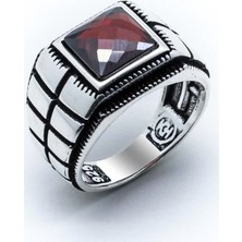 Takıhan  925 Ayar Gümüş Kırmızı Zirkon Taşlı Yüzük