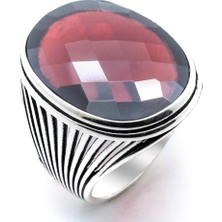 Takıhan  925 Ayar gümüş Kırmızı Oval Taşlı Yüzük