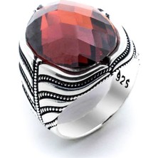 Takıhan  925 Ayar gümüş Kırmızı Zirkon Taşlı Dalga Desenli Yüzük