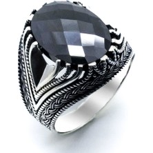 Takıhan  925 Ayar Gümüş Fasetli Siyah Taşlı Yüzük