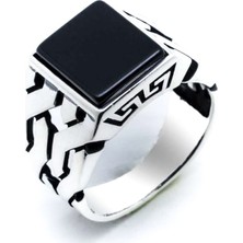 Takıhan  925 Ayar Gümüş Kare Oniks Taşlı Yüzük