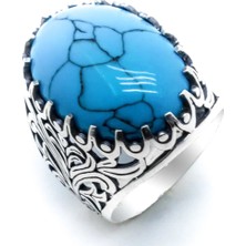 Takıhan  925 Ayar gümüş Firuze Taşlı Erkek Yüzük