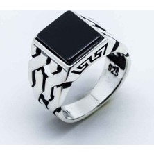 Takıhan  925 Ayar Gümüş Kare Oniks Taşlı Yüzük