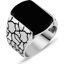 Takıhan  925 Ayar Gümüş Oniks Taşlı Erkek Yüzük