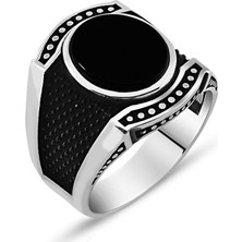 Takıhan  925 Ayar Gümüş Oniks Taşlı Erkek Yüzük