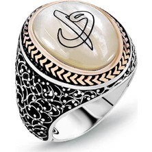 Takıhan  925 Ayar gümüş Sedef Taşlı Elif Vav Erkek Yüzük