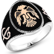 Takıhan  925 Ayar Gümüş Elifvav Detaylı Selçuklu Kartalı Yüzük