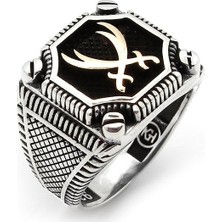 Takıhan  925 Ayar Gümüş Vida Desenli Erkek Yüzüğü Devlet Arması