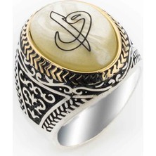 Takıhan  Sedef Taşlı Elif Vav Gümüş Yüzük