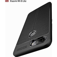 Case 4U Xiaomi Mi 8 Lite Kılıf Rugan Armor Deri Görünümlü Yüksek Kalite Silikon Niss - Kırmızı