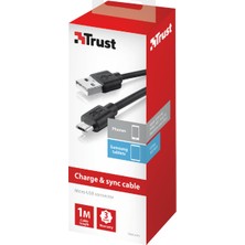 Trust 19811 Micro USB Senkronizasyon Şarj Kablosu Siyah 1 m