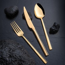 Nehir Dalyan 24 Ayar Tam Sade Altın Kaplama 89 Parça Karton Kutulu Çatal Kaşık Bıçak Takımı