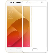 Microcase Asus Zenfone 4 Selfie ZD553KL Tam Kaplayan Çerçeveli Tempered Ekran Koruyucu - Beyaz