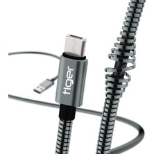 Tiger Micro USB 3.0A Hızlı Şarj ve Data Kablo Metal Silver 24 cm TUC-A90