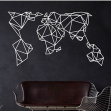 Dekadron Geometrik Dünya Haritası Metal Tablo