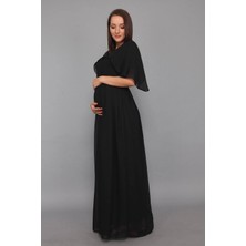 Moda Labio Babyshower Melek Kol Siyah Hamile Elbisesi
