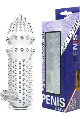 Baile Şeffaf Silikon Penis Kılıfı Kabartmalı Kristal Görünümlü Dildo