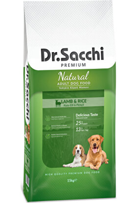 Dr. Sacchi Premium Natural Lamb & Rice Yetişkin Köpek Maması 15 Kg