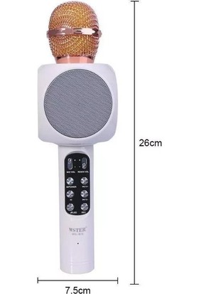 Wster Ws-1816 Karaoke Mikrofon Bluetooth Hoparlör Işıklı Wireless Microphone Hifi Speaker Beyaz