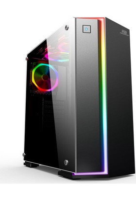 Power Boost VK-G3906S USB3.0 Siyah Rainbow RGB Fan Strip Kasa (PSU Yok) (JBST-VKG3906S)