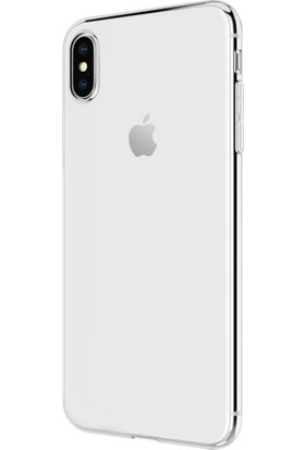 Arabulalaca iPhone XS Max 6.5" Kılıf İnce Seffaf Silikon + 9H Esnek Nano Cam