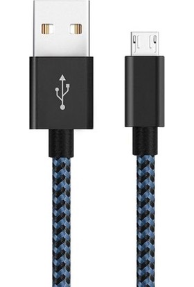 Diwu Micro USB Örgülü Yüksek Hızlı Şarj Kablosu Mavi