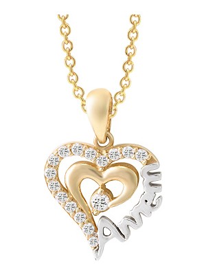 AltınSepeti Annem Yazılı Altın Kalp Kolye AS166KL