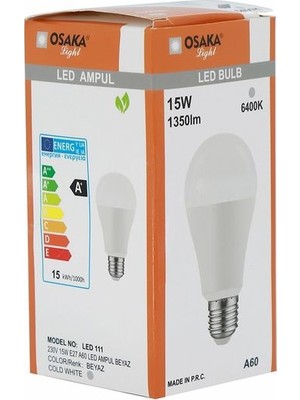 Osaka Light 15Watt A-60 Led Ampül Beyaz