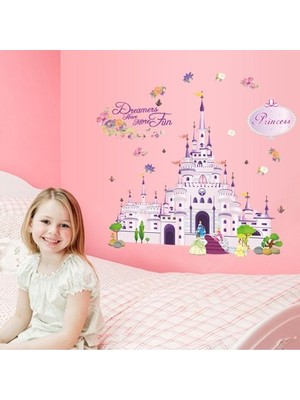 Crystal Kids Kız Çocuk Odası Duvar Dekoru Prenses Şatosu PVC Duvar Sticker